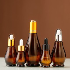 10-100ml brown single gourd essential oil bottle essence lotion dropper bottle cosmetics packaging bottle