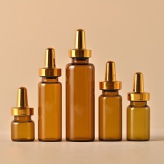 2-30ml brown bayonet vial, gold pointed aluminum cap ampoule stock solution bottle, glass freeze-dried powder bottle