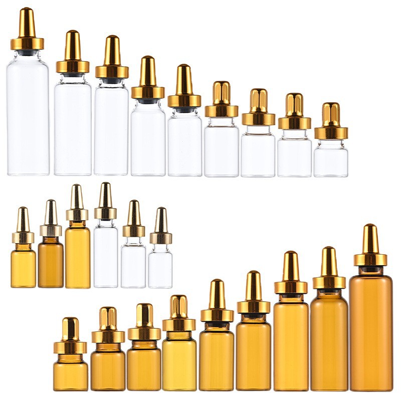 2-30ml brown bayonet vial, gold pointed aluminum cap ampoule stock solution bottle, glass freeze-dried powder bottle