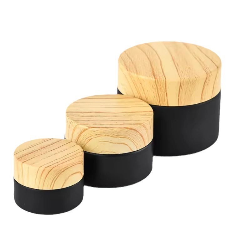 Black wood grain cap lotion bottle frosted light-proof spray bottle cosmetic glass cream bottle