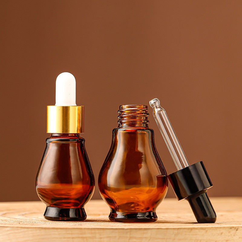10-100ml brown single gourd essential oil bottle essence lotion dropper bottle cosmetics packaging bottle