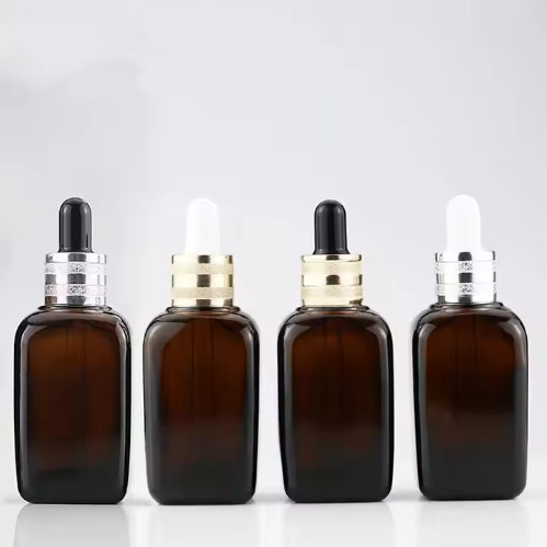 Brown 100ml essence liquid dropper bottle brown light-proof glass bottle 20ml square essential oil empty bottle