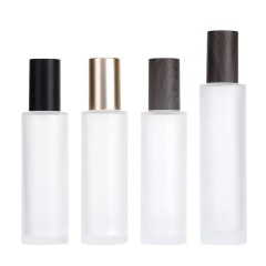 Cosmetic packaging 100ml frosted glass toner bottle 120ML matte gold cover makeup remover pure dew screw cap bottle