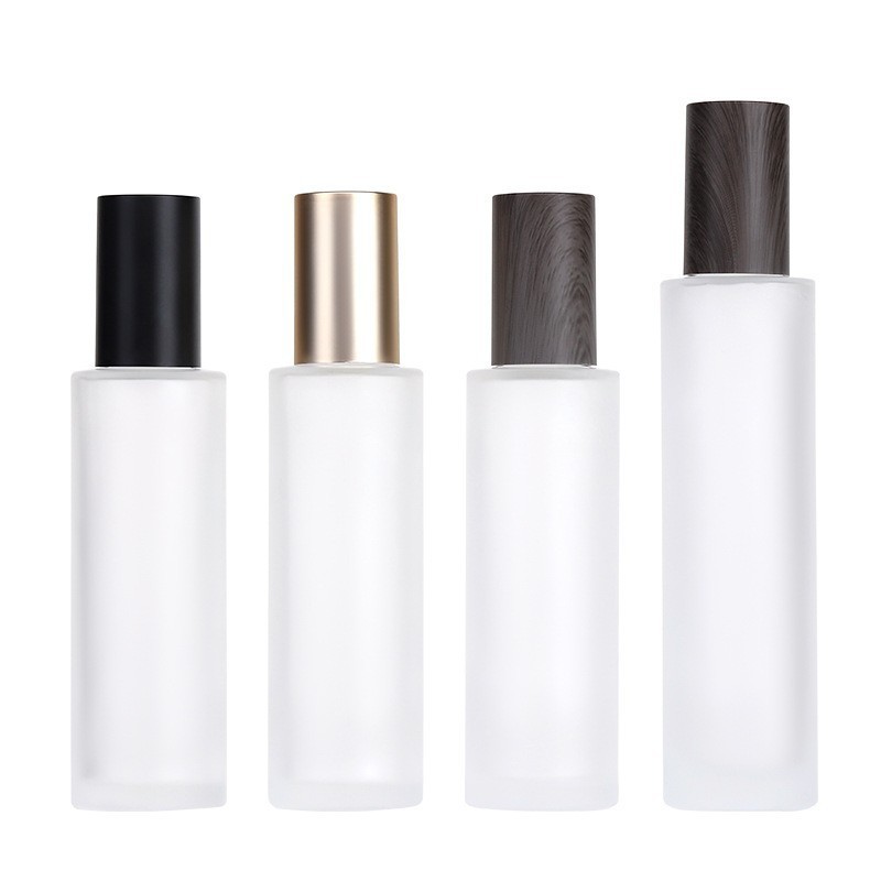 Cosmetic packaging 100ml frosted glass toner bottle 120ML matte gold cover makeup remover pure dew screw cap bottle