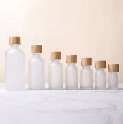 5-100ml bamboo cover brown essential oil bottle 30ML frosted dropper bottle glass essence bottle