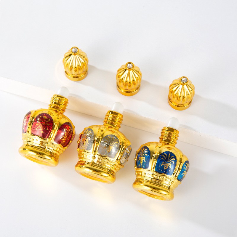 12ML light luxury crown perfume roller bottle palace style essential oil roller bottle glass perfume sub-bottle