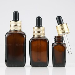 Brown 100ml essence liquid dropper bottle brown light-proof glass bottle 20ml square essential oil empty bottle