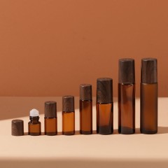 1ml 2ml 3ml 5ml brown wood grain cover roller bottle eye massage roller bottle 10ML perfume essential oil bottle