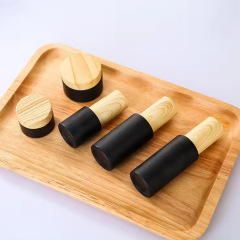 Black wood grain cap lotion bottle frosted light-proof spray bottle cosmetic glass cream bottle