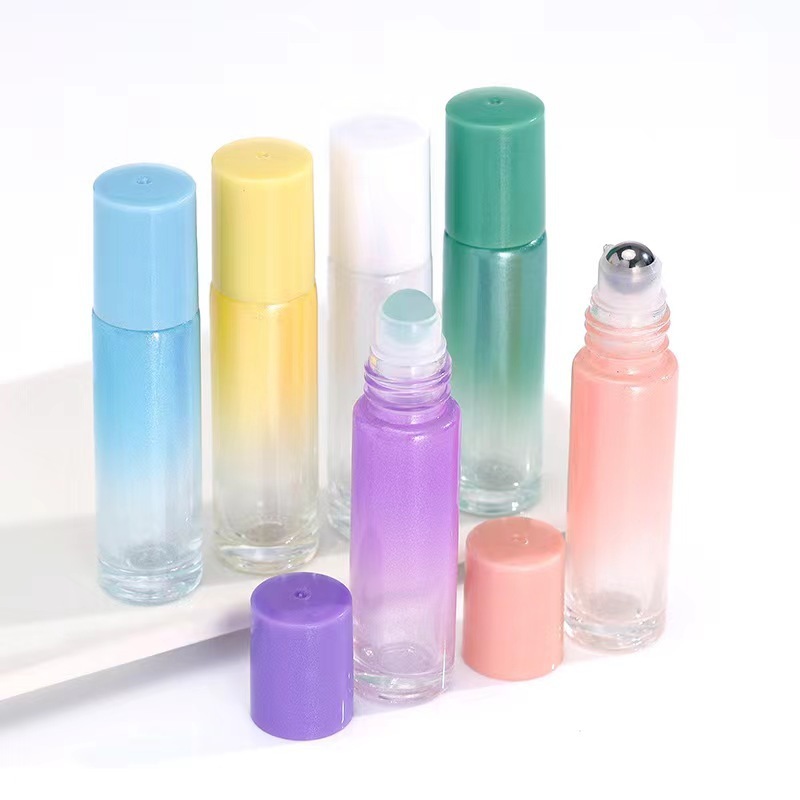 10ml color gradient roller bottle cosmetic essential oil bottle glass sub-bottle roller perfume bottle roll-on bottle