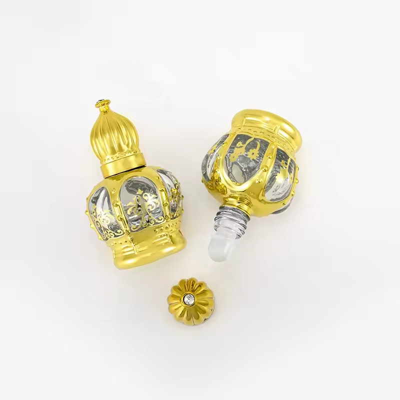 12ML light luxury crown perfume roller bottle palace style essential oil roller bottle glass perfume sub-bottle