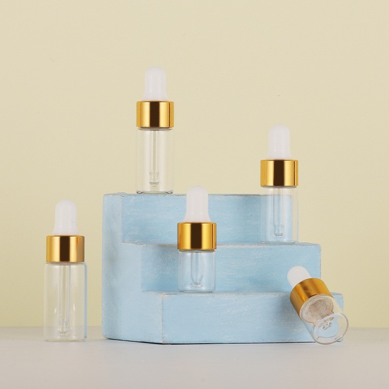 1-5ml transparent small essential oil bottle 2ml color anodized aluminum ring dropper bottle small sample bottle