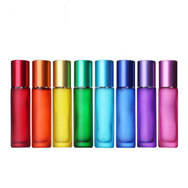 10ml colored glass roller bottle essential oil bottle perfume roller bottle cosmetics packaging bottle