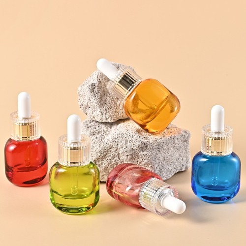 15ml colorful oval dropper bottle Acrylic medium circle essence bottle Thick bottom essential oil bottle