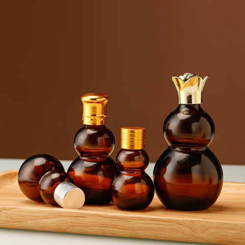 Brown double gourd essential oil bottle 10-100m thickened glass dropper bottle essence lotion bottle