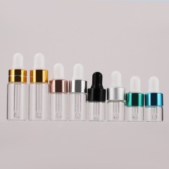1-5ml transparent small essential oil bottle 2ml color anodized aluminum ring dropper bottle small sample bottle