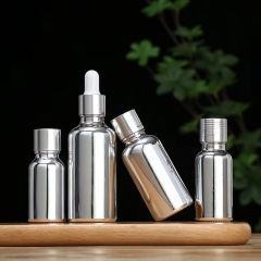 Electroplating silver essential oil bottle 30ml50ml100ml glass dropper cosmetic sub-bottle press spray empty bottle