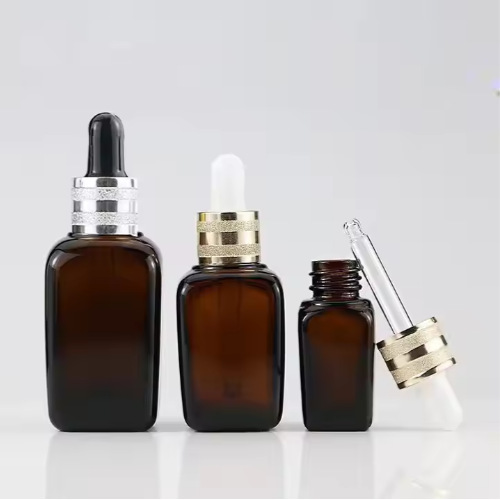 Brown 100ml essence liquid dropper bottle brown light-proof glass bottle 20ml square essential oil empty bottle