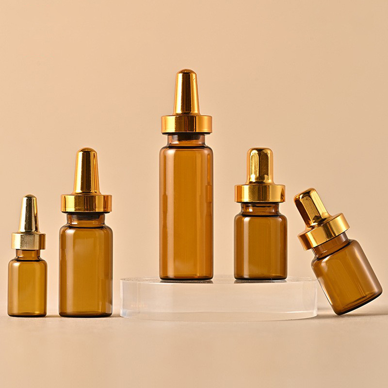 2-30ml brown bayonet vial, gold pointed aluminum cap ampoule stock solution bottle, glass freeze-dried powder bottle