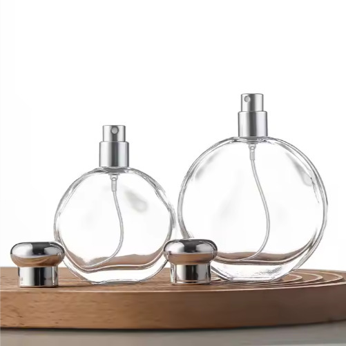 30ml 50ML transparent oblate perfume bottle thick bottom bayonet perfume spray bottle glass sub-bottle