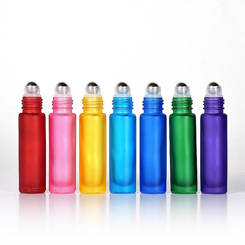 10ml colored glass roller bottle essential oil bottle perfume roller bottle cosmetics packaging bottle
