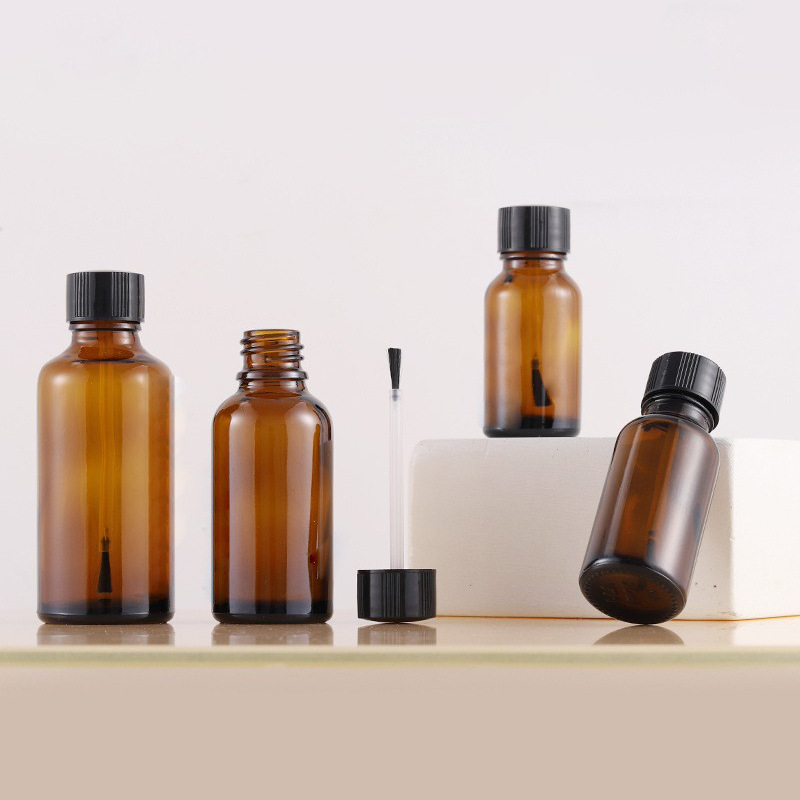 5~50ml brown brush cover essential oil bottle glass glue bottle nail polish bottle transparent brush bottle