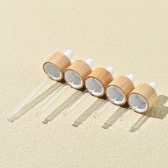 20-100ml bamboo ring straight round dropper bottle transparent frosted essence liquid bottle 50ML essential oil bottle
