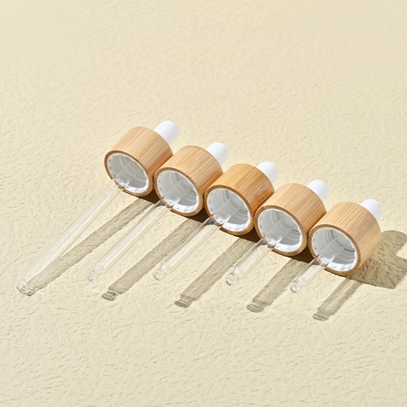20-100ml bamboo ring straight round dropper bottle transparent frosted essence liquid bottle 50ML essential oil bottle