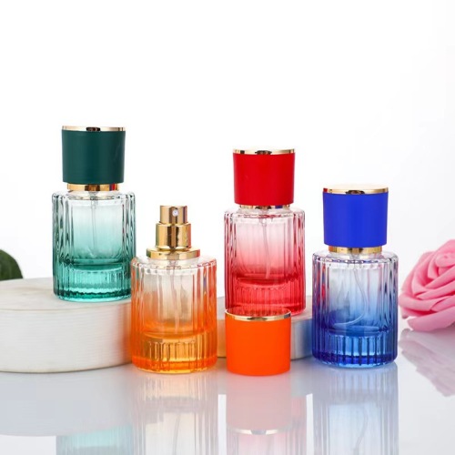 30ml50ml cylindrical perfume empty bottle crystal transparent glass perfume packing press spray bottle