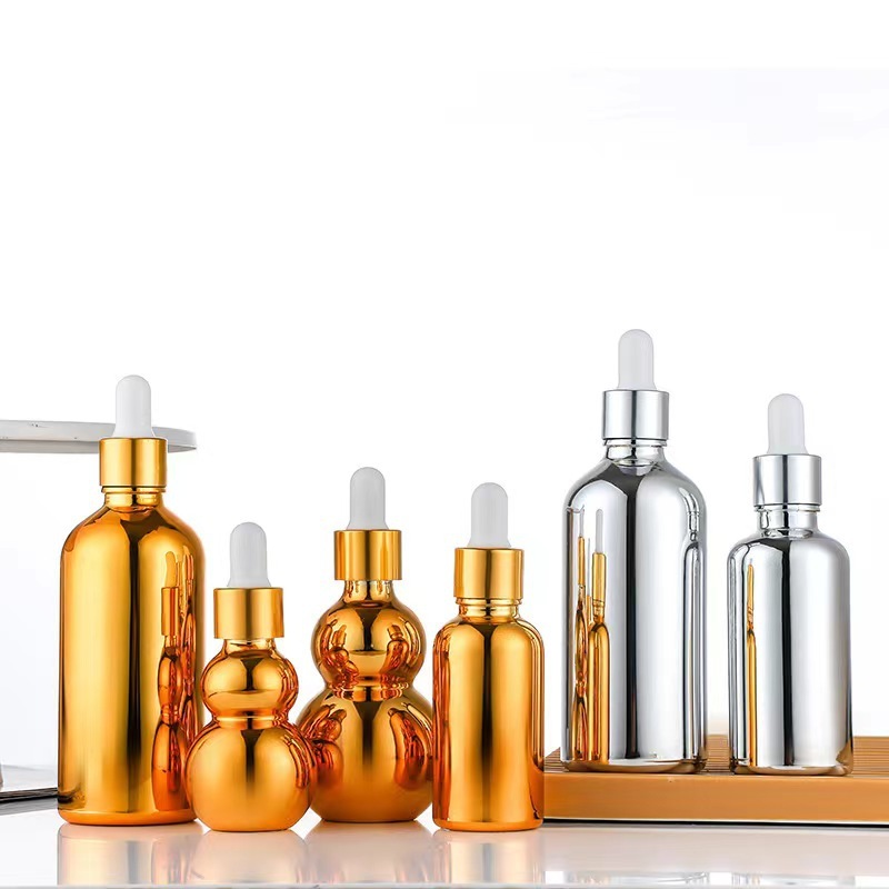 10ml20ml high-grade essential oil bottle gourd bottle electroplating glass dropper essence bottle cosmetics sub-bottle