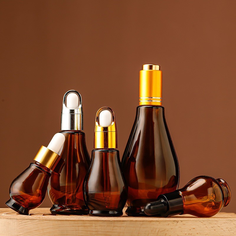 10-100ml brown single gourd essential oil bottle essence lotion dropper bottle cosmetics packaging bottle