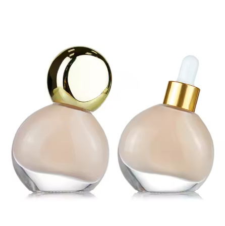 30ml small light bulb liquid foundation bottle irregular isolation cream glass essential oil bottle essence dropper bottle