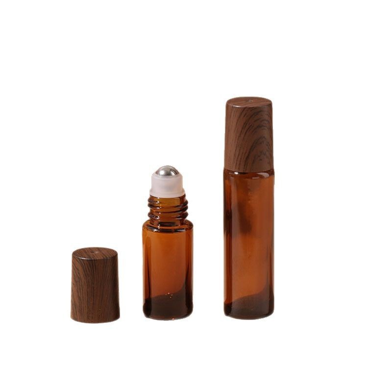 1ml 2ml 3ml 5ml brown wood grain cover roller bottle eye massage roller bottle 10ML perfume essential oil bottle