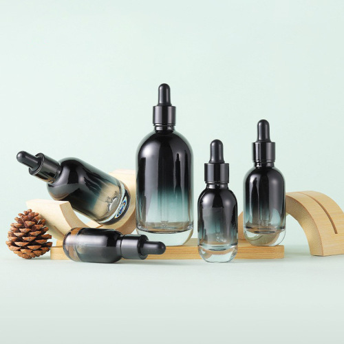 20-100ml gradient black thick bottom dropper bottle glass essence liquid bottle 10ML transparent essential oil bottle
