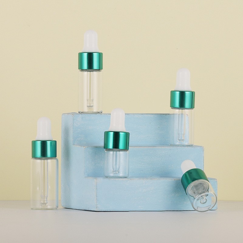 1-5ml transparent small essential oil bottle 2ml color anodized aluminum ring dropper bottle small sample bottle