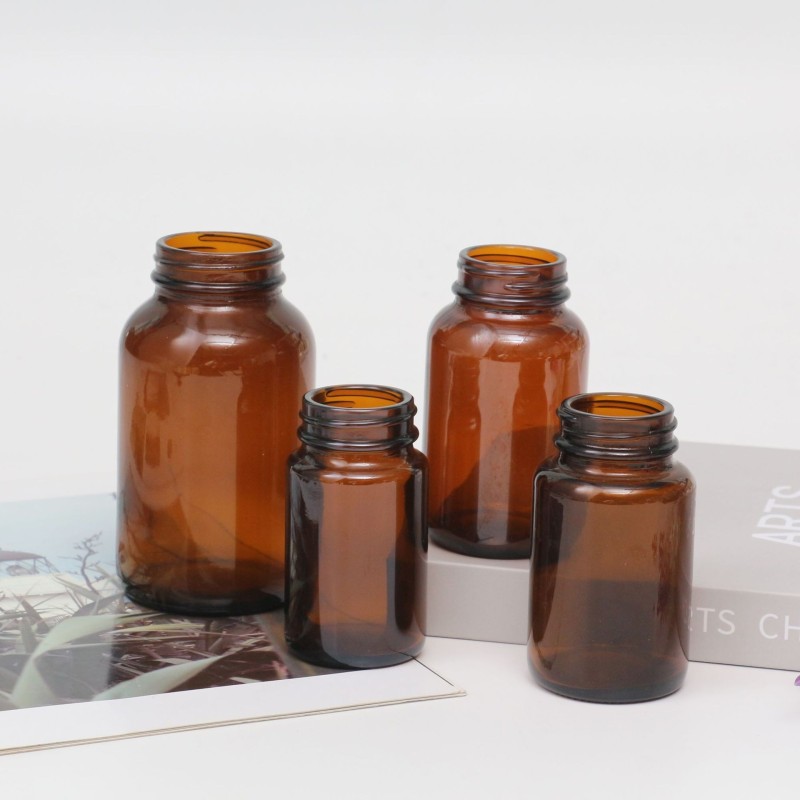 Brown glass capsule bottle, light-proof small medicine bottle, health product bottle, capsule bottle, fish oil