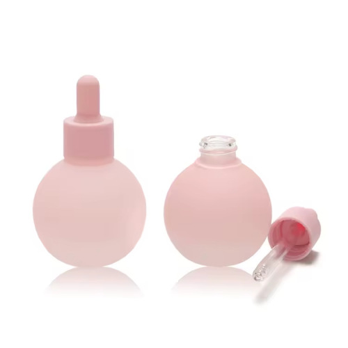 30ml gradient pink frosting essential oil bottle 20ml transparent spherical essence dropper bottle bulb bottle