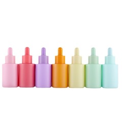Glass cosmetic bottle 30ml macaron essential oil dropper bottle essence liquid bottle color sub-packaging sample bottle