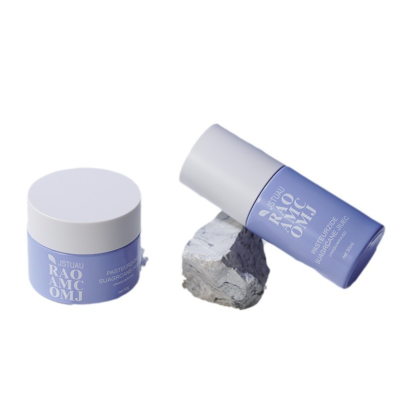 High-quality glass bottle set with flat shoulder straight round push-to-fill lotion bottle foundation lotion bottle cream sub-bottle
