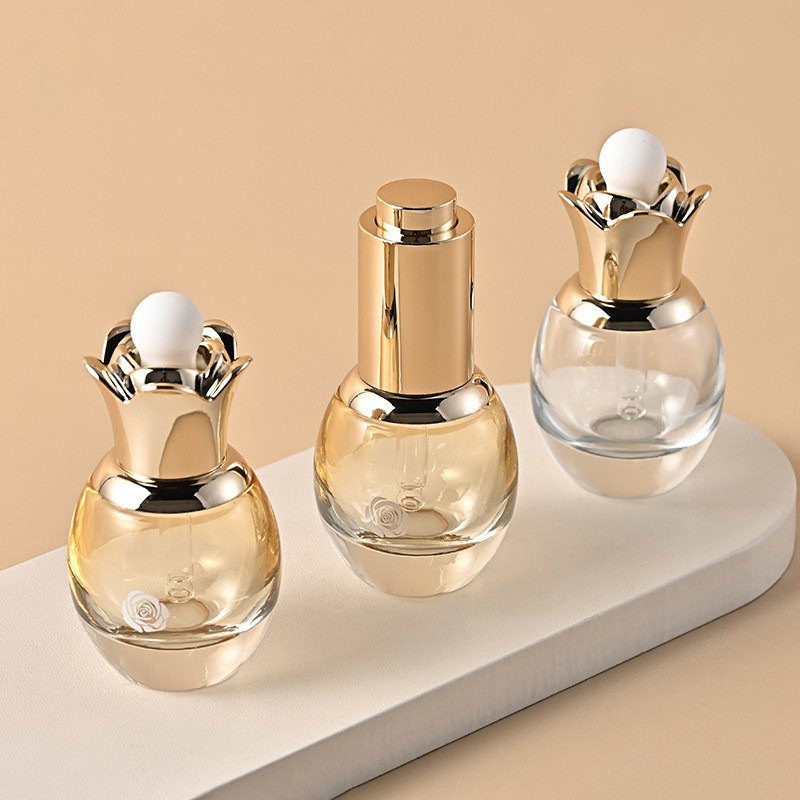 20ML shoulder dropper bottle high-grade glass essential oil bottle lotus ring pressure pump essence liquid sub-bottling