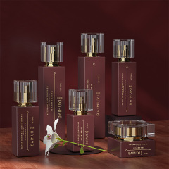 High-end glass new square set 120ML water bottle essence liquid foundation lotion glass bottle packaging