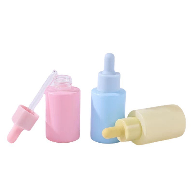Glass cosmetic bottle 30ml macaron essential oil dropper bottle essence liquid bottle color sub-packaging sample bottle