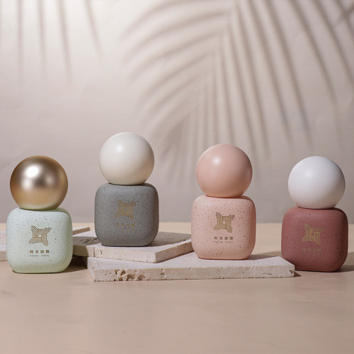 Cosmetic glass new round ball short fat bottle liquid foundation empty bottle essence bottle cute style lotion dropper empty bottle