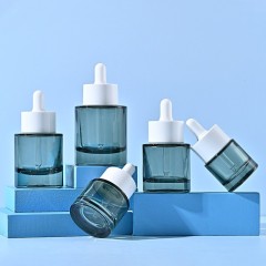 15-50ml glass dropper bottle dark green round essential oil bottle flat shoulder thick bottom essence bottle