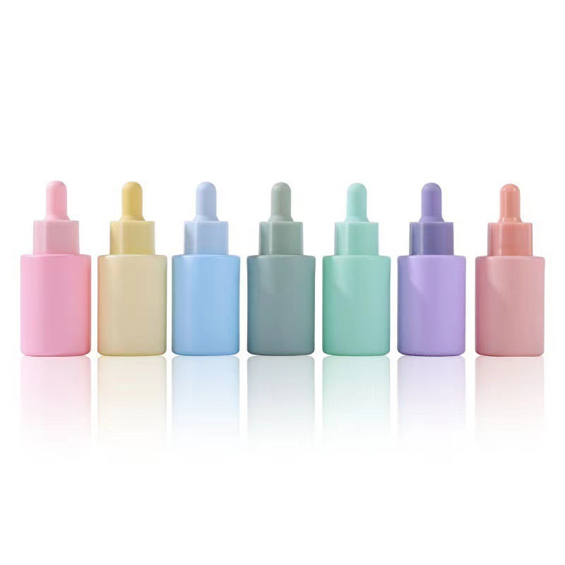 Glass cosmetic bottle 30ml macaron essential oil dropper bottle essence liquid bottle color sub-packaging sample bottle