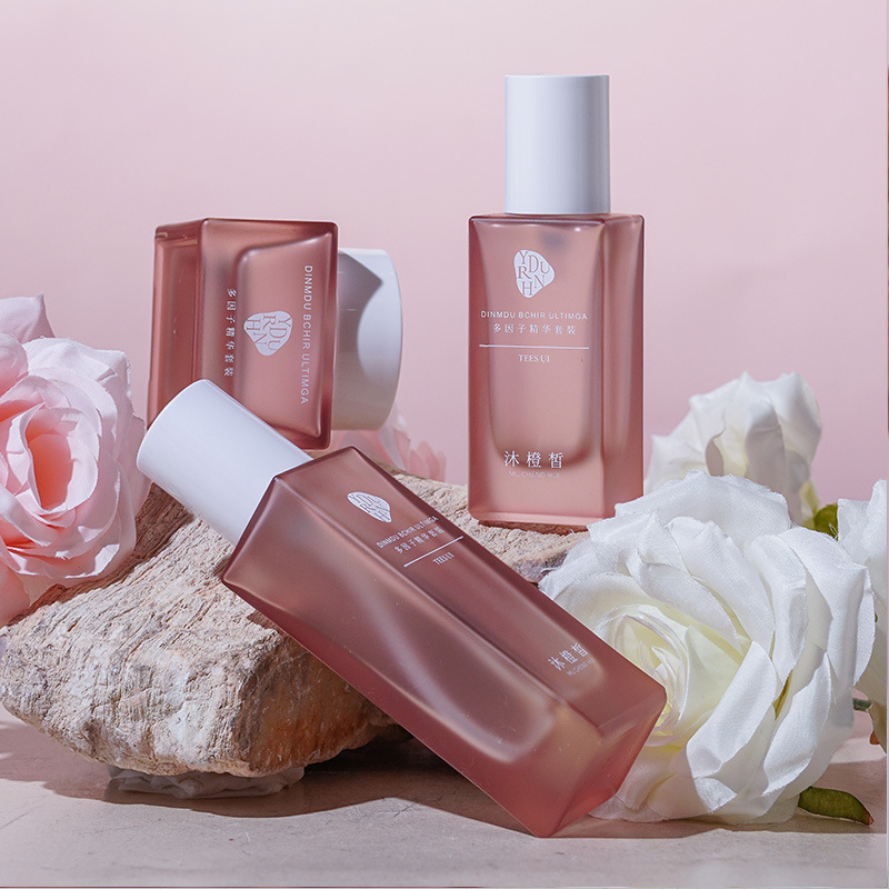 New cosmetic packaging material high-end glass bottle square lotion bottle foundation bottle customized cream packaging bottle
