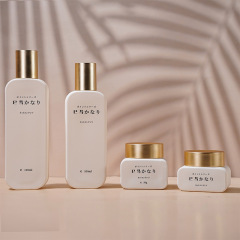 Fresh and simple cosmetic glass packaging square flat lotion bottle liquid foundation high-grade glass set sub-bottle