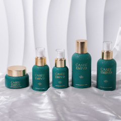 Straight round set bottle cosmetic packaging bottle lotion bottle essence bottle wood grain cover cream glass bottle