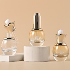 20ML shoulder dropper bottle high-grade glass essential oil bottle lotus ring pressure pump essence liquid sub-bottling