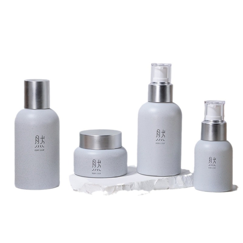 Straight round set bottle cosmetic packaging bottle lotion bottle essence bottle wood grain cover cream glass bottle